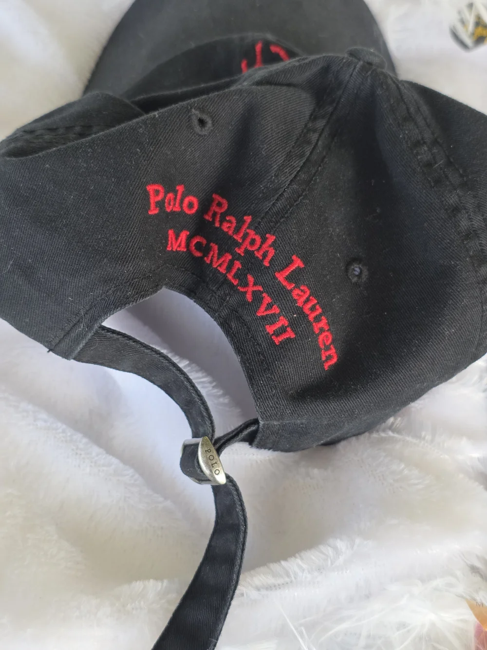 Polo by Ralph Lauren Black Cap with Red Pony & Number Embroidery